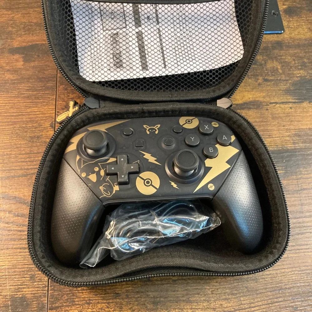 YKASEK Wireless Pro Controller for Nintendo Switch with Case Black Gold
